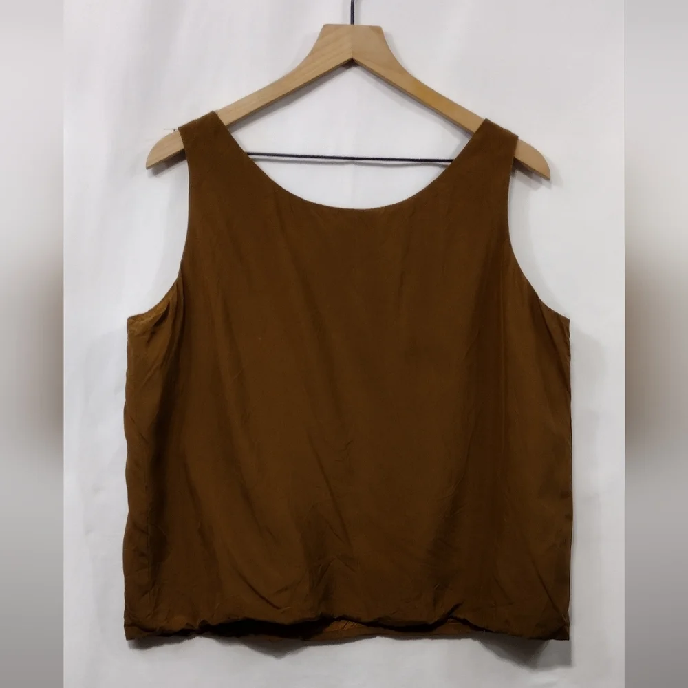 Ann May 100% Silk Tank Top Women's L Brown Boho Retro 90s Minimalist - Picture 4 of 7